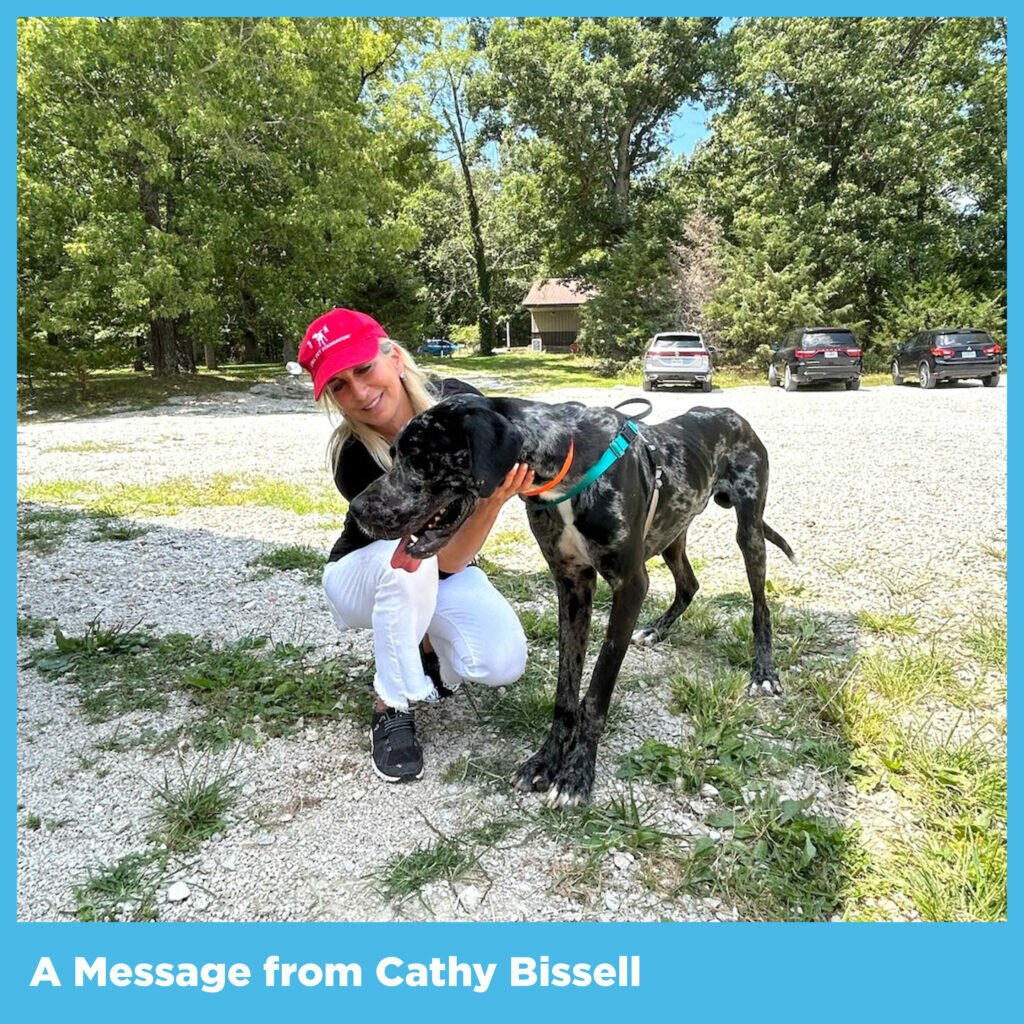 Cathy Bissell with a Great Dane